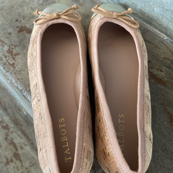 Talbots Pamela Cork Ballet Flats with Metallic Gold Toe Cap - Picture 6 of 8